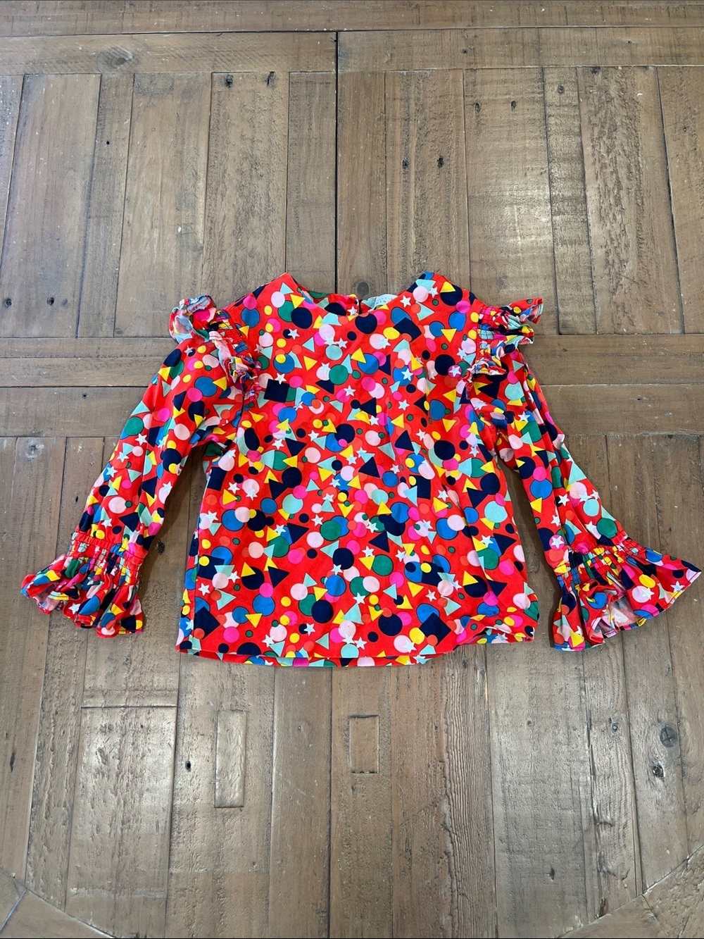 Stella McCartney geometric print long sleeve bell cuff blouse 3 years vibrant